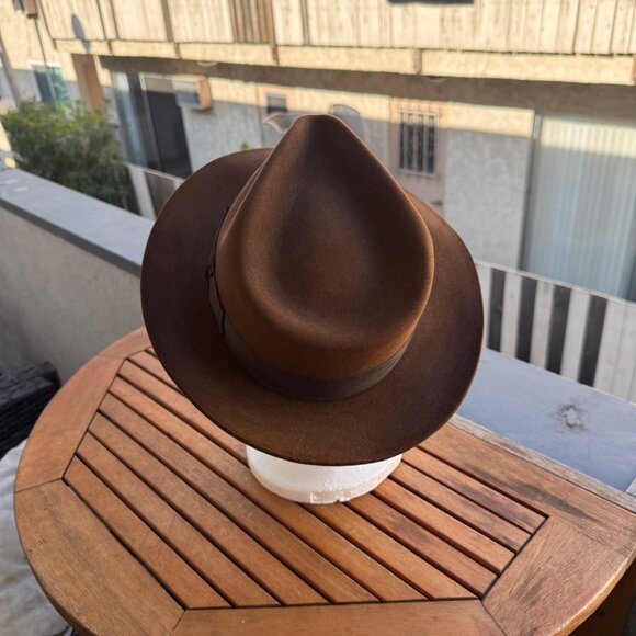 Indiana Jones Brown Fedora Hat Size 7 1/8 Wool Felt - Picture 3 of 5